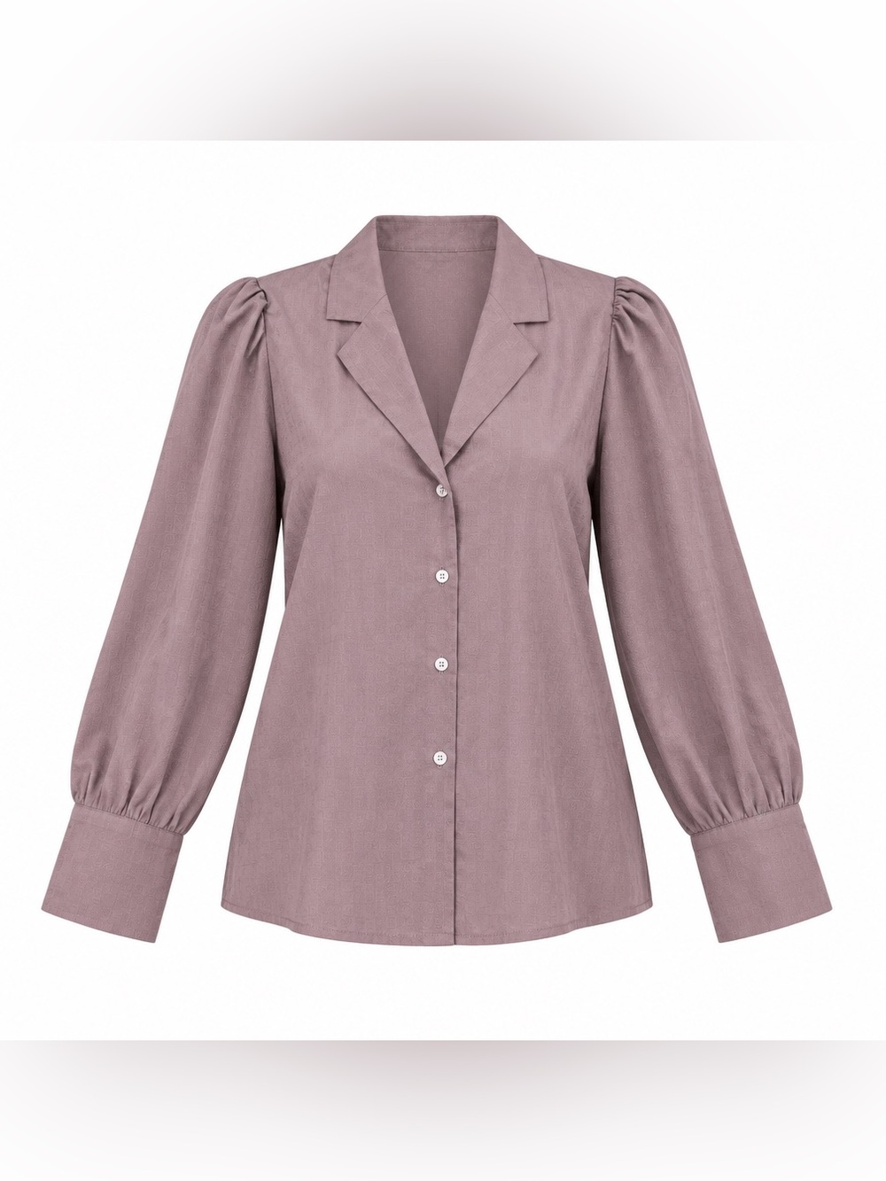 Women’s Button-Front Puff Sleeve Blouse in Pink Size L